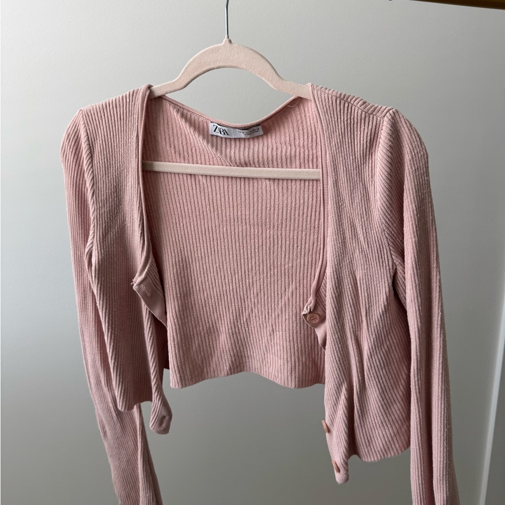 Zara Blush Ribbed Knit Top